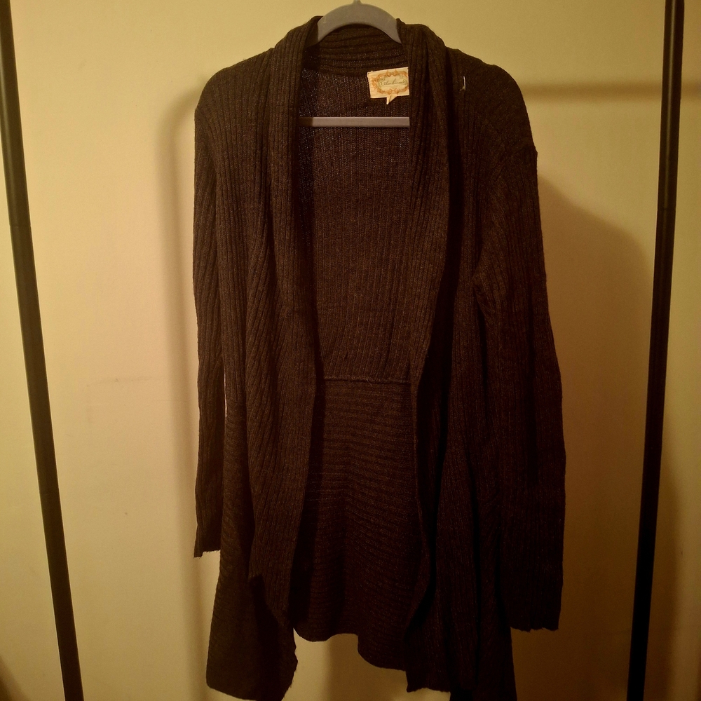 Cozy Dark Gray Open-Front Sweater